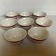 8 old earthenware cups with garnet flowers stenciled