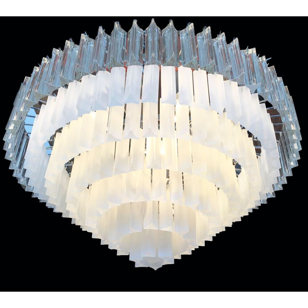 Trasparent-sandblasted triedro murano glass chandelier