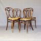 Set of 4 chairs Thonet N°19 canned to nine still unbleached, Engelstuhl 1880.