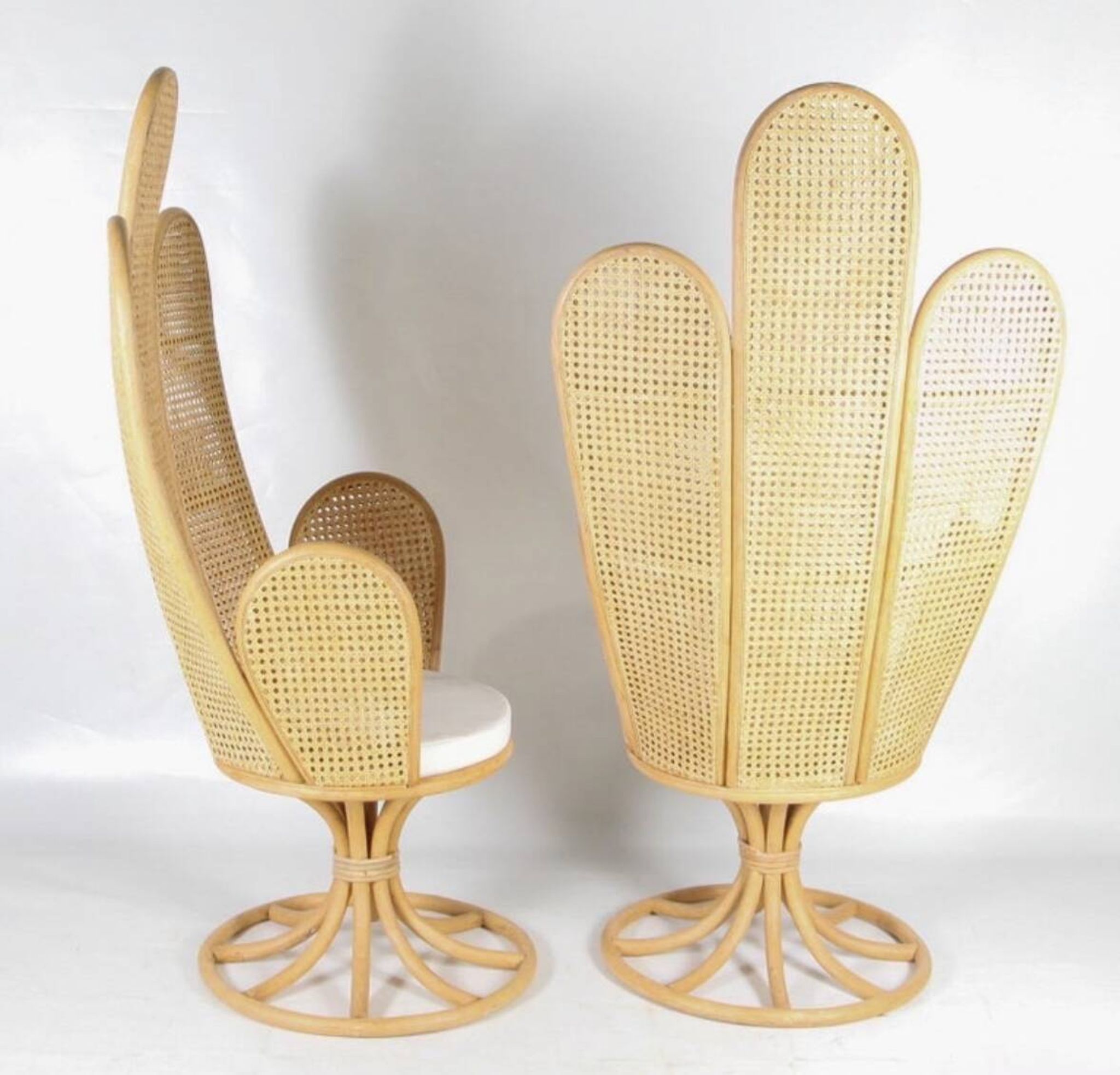 Paire de fauteuils en rotin et cannage