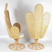 Paire de fauteuils en rotin et cannage