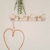 White patina wooden coat rack