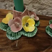 Pair of Italian ceramic candle holders