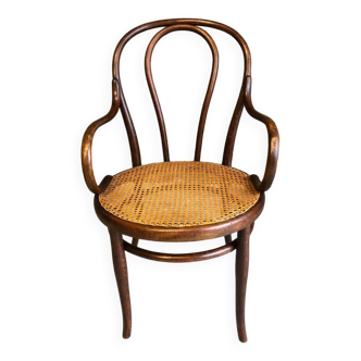 Thonet armchair in curved wood and canework, model n18