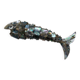 Fish-shaped bottle opener made of seashell and brass, 1970s