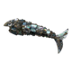 Décapsuleur poisson en coquillage et laiton, années 70