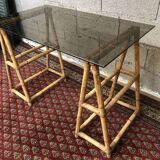 Vintage rattan trestle desk year 50/60