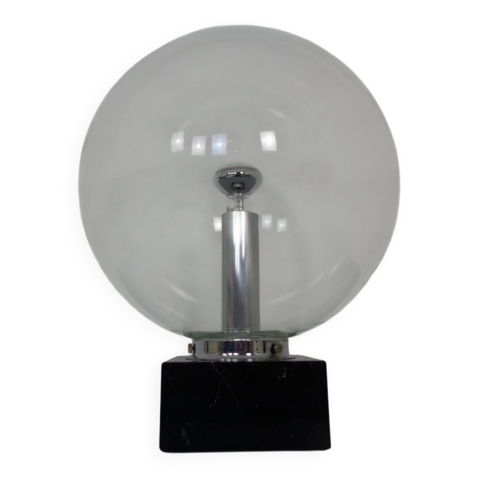 Large Glass Globe & Marble Table Lamp from Erco, 1960s