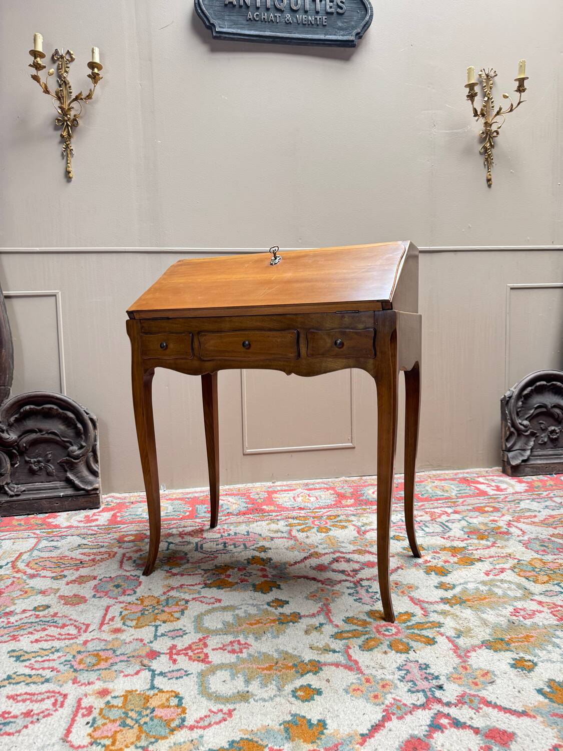 Louis XV style cherry wood sloping desk