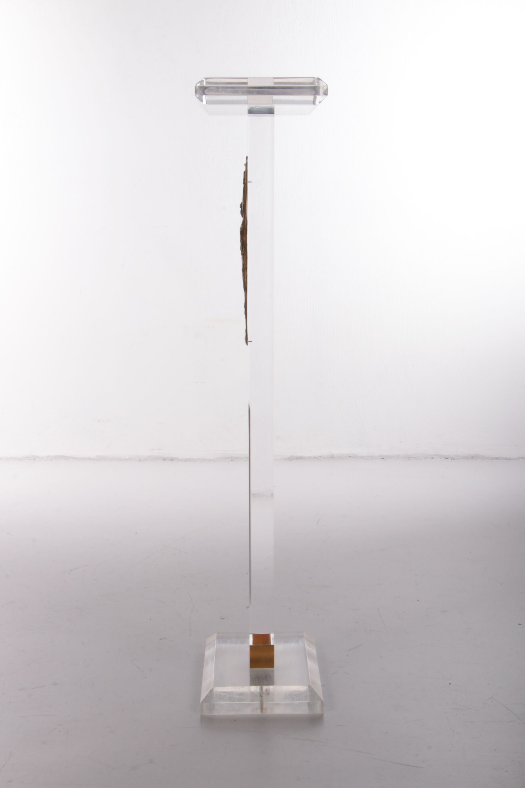 Vintage Plexiglas Stand or console with brass Lady, 1970 Italy