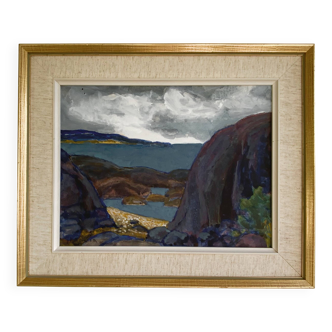 Small Vintage Painting Seascape signed by Svan Grandin (1906- 1982)