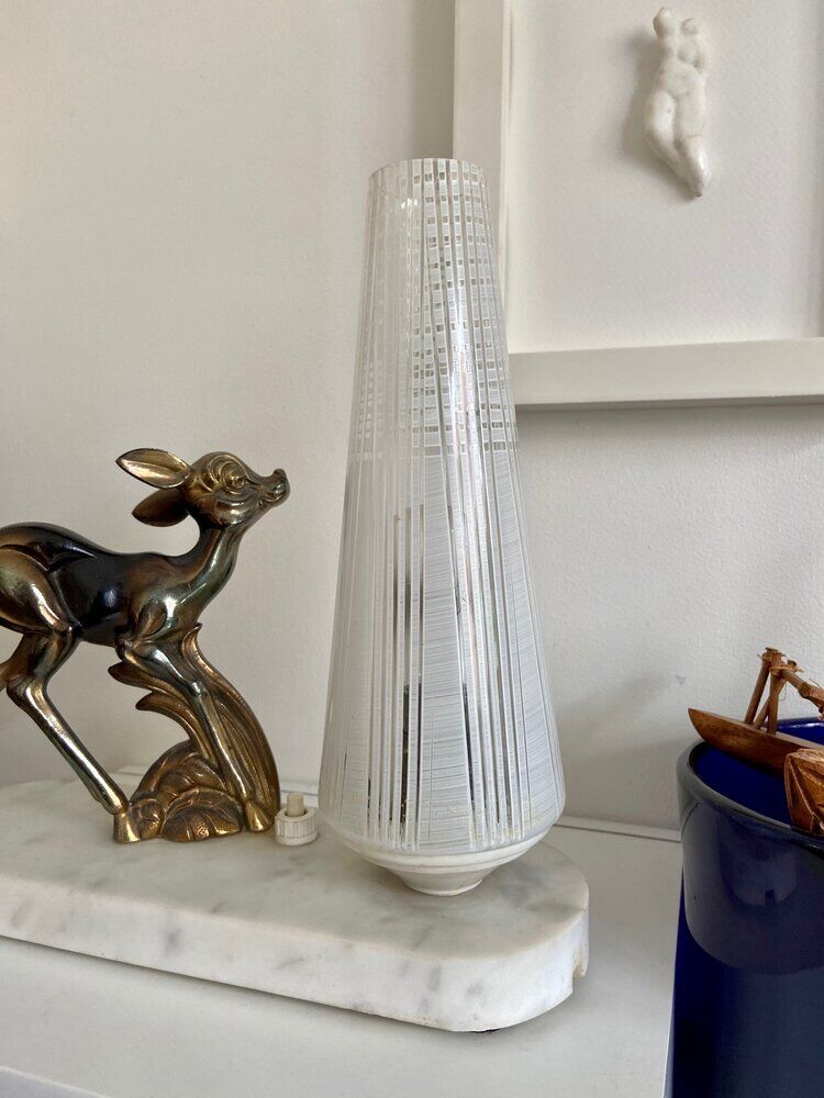 Marble table lamp, gold metal and glass