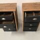 Pair of small brutalist chests of drawers in patinated fir, 20th century.