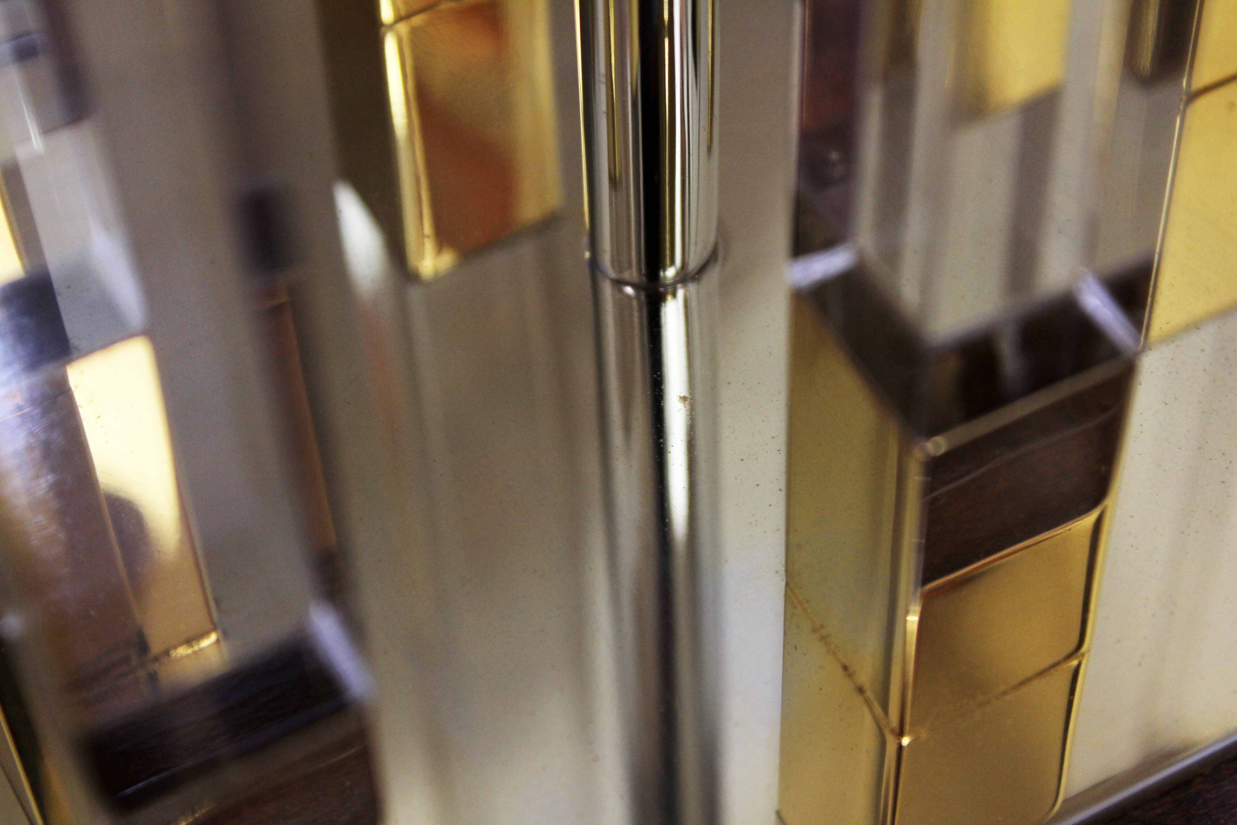 Pair of plexiglass and brass lamps, Italy 1970