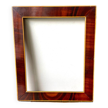 Cadre en bois ancien avec bordures en marqueterie 26,5 cm x 22,5 cm
