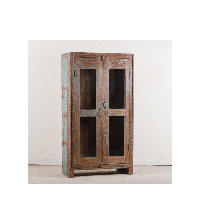 Blue patina glazed cabinet