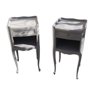 Pair of bedside tables in the style of Louis XV painted.