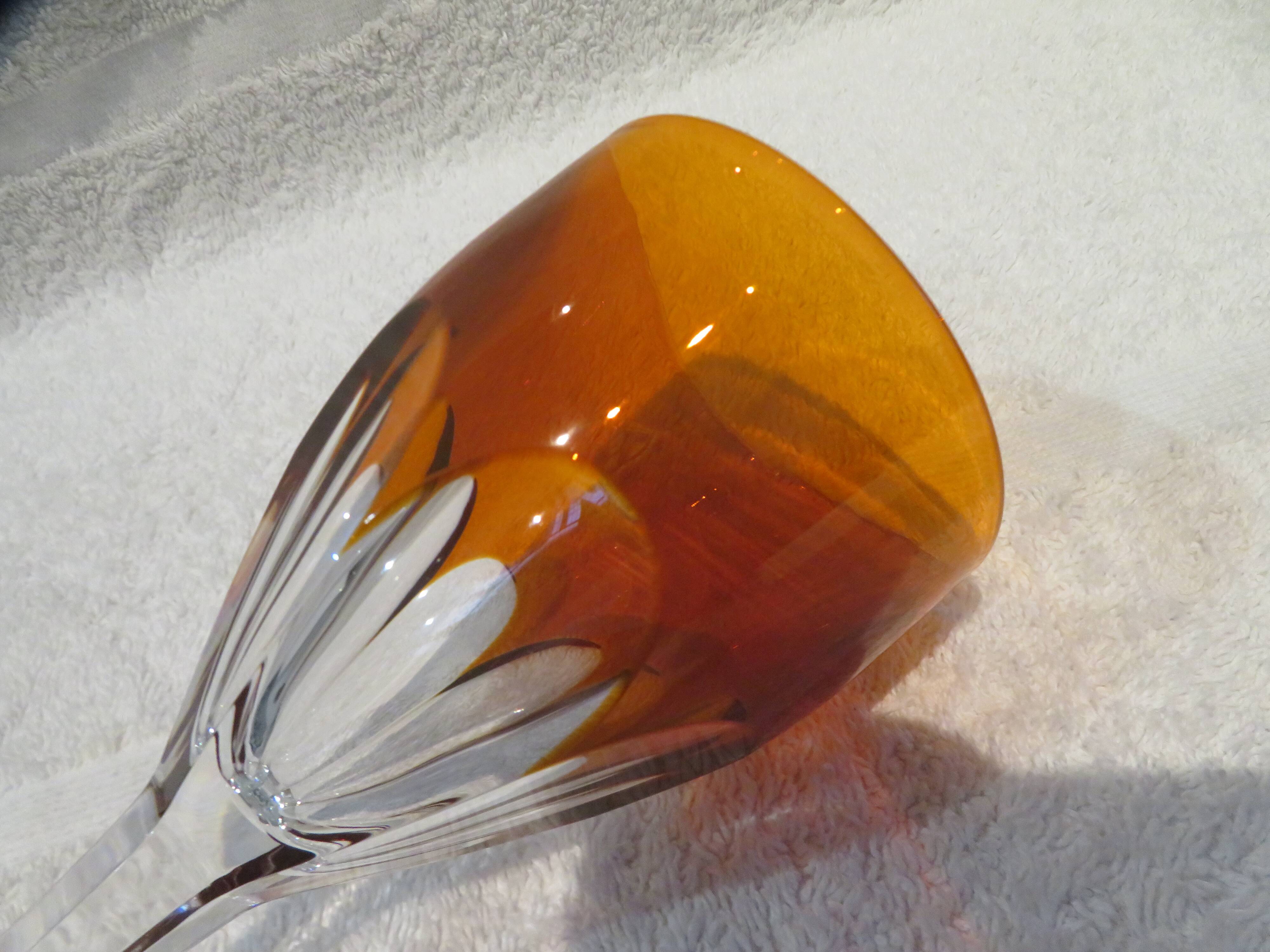 Baccarat crystal wine glass 12cl model Genova lined Amber ground base