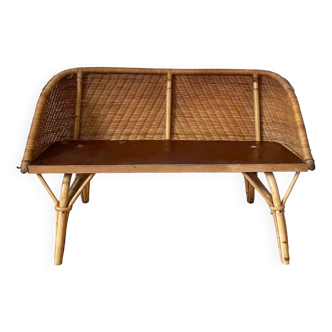 Vintage children's rattan bench