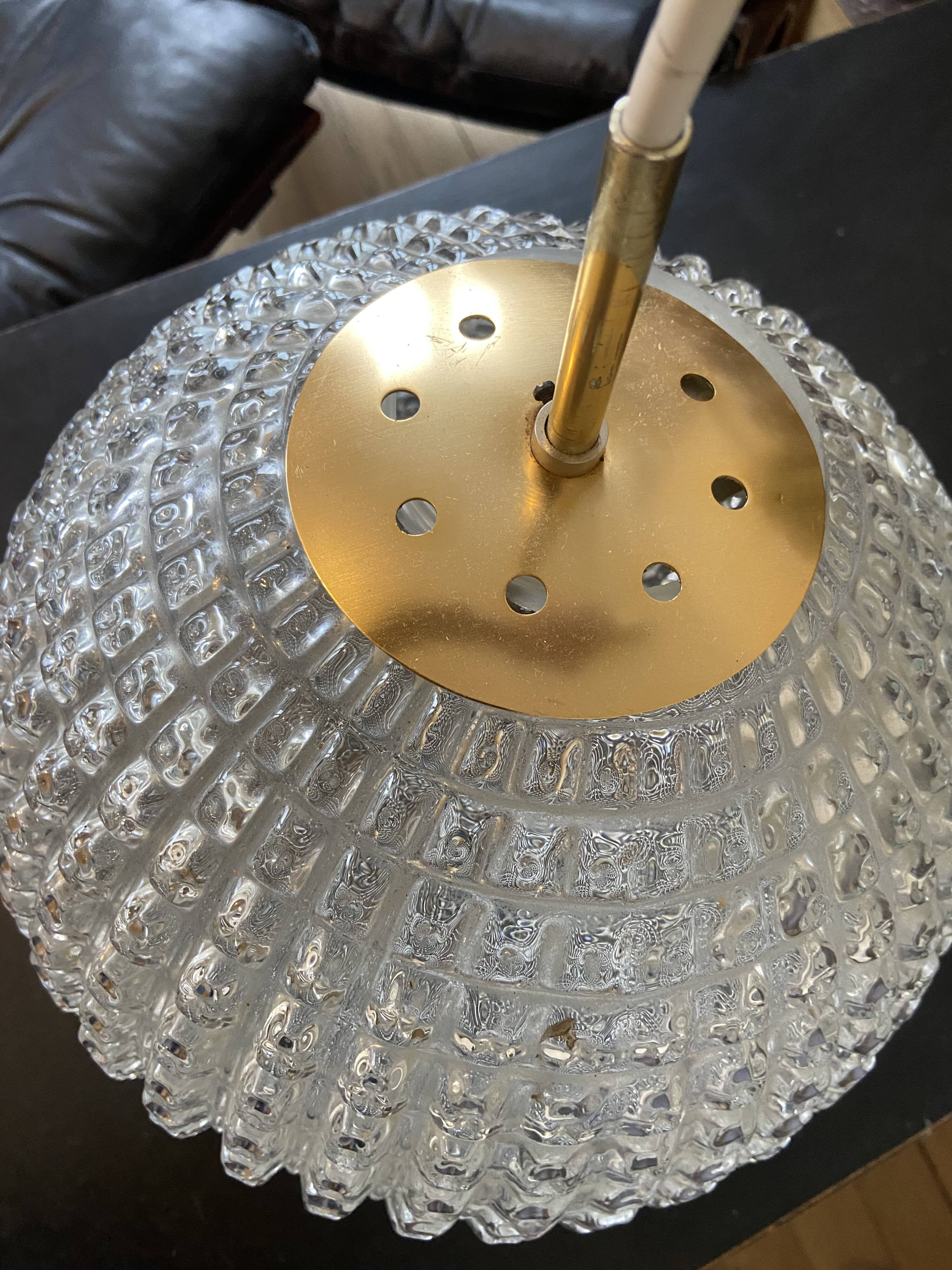 Lampe suspension 1960, boule holophane