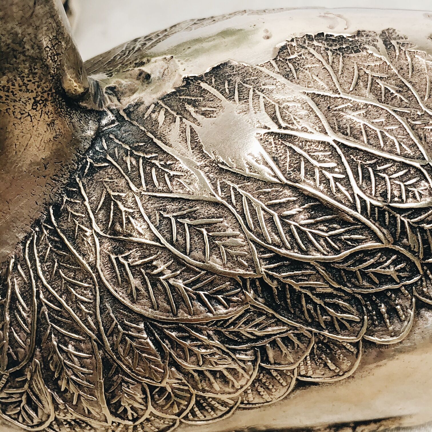 Large vintage duck in silver metal