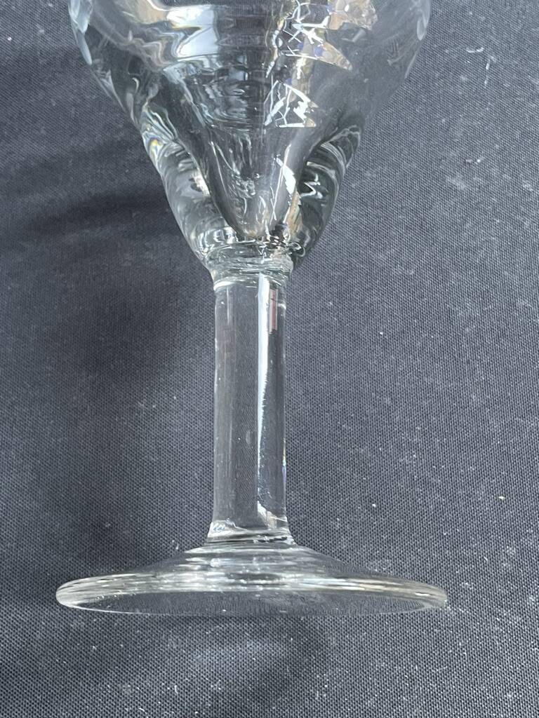6 old blown and cut bistro glasses