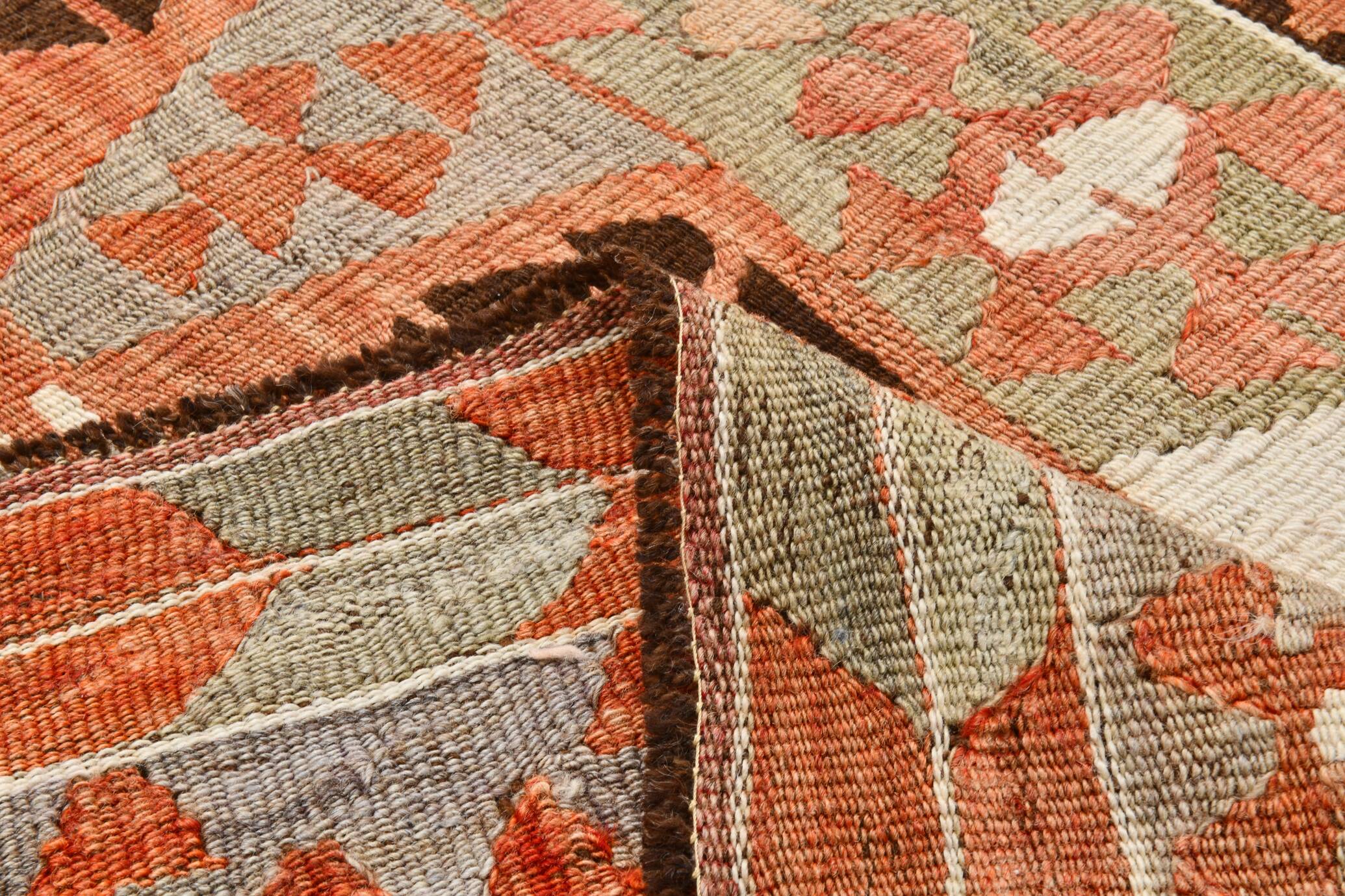 5x10 Pale Red & Brown Geometric Persian Kilim Rug, 170x310Cm