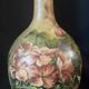 Beautiful bottle A ancient sandstone painted with floral motifs Folk art Puisaye