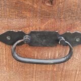 Black metal sideboard with wooden drawers