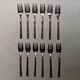 Lot de 12 fourchettes manche façon bambou en laiton