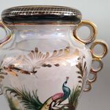 Pair of peacock vases by Hubert Bequet - Pearly ceramic - Belgium - 60s