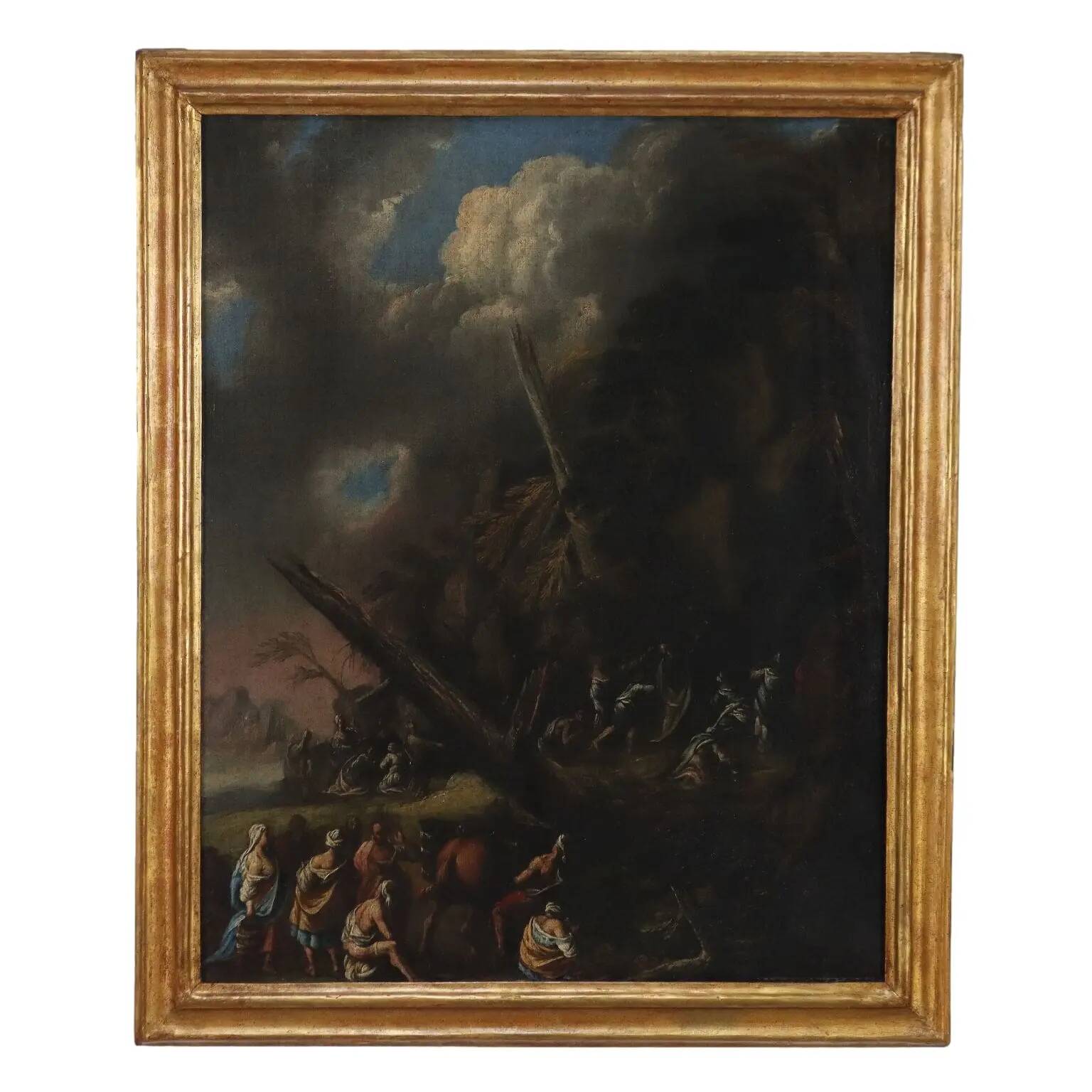 Ancient painting on a religious subject, miracle of Moses, 17th-18th century.
