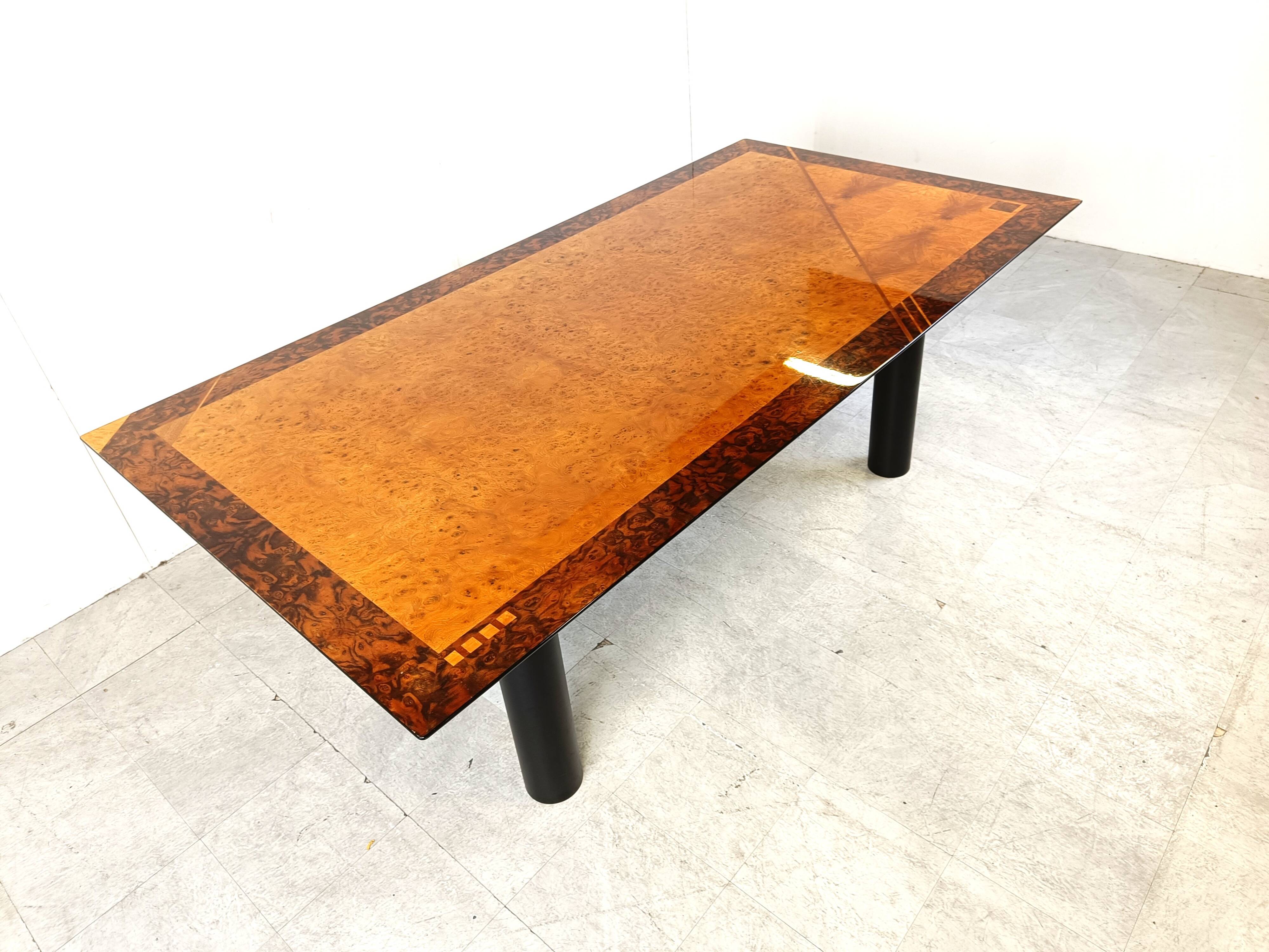 Oscar Dell Arredamento Italian Modern Burl Maple Dining Table by Miniforms