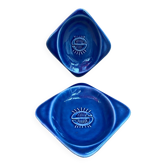 Pair antique ashtray ceramic blue vintage decoration