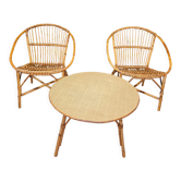 Garden lounge set in vintage bamboo rattan 1960