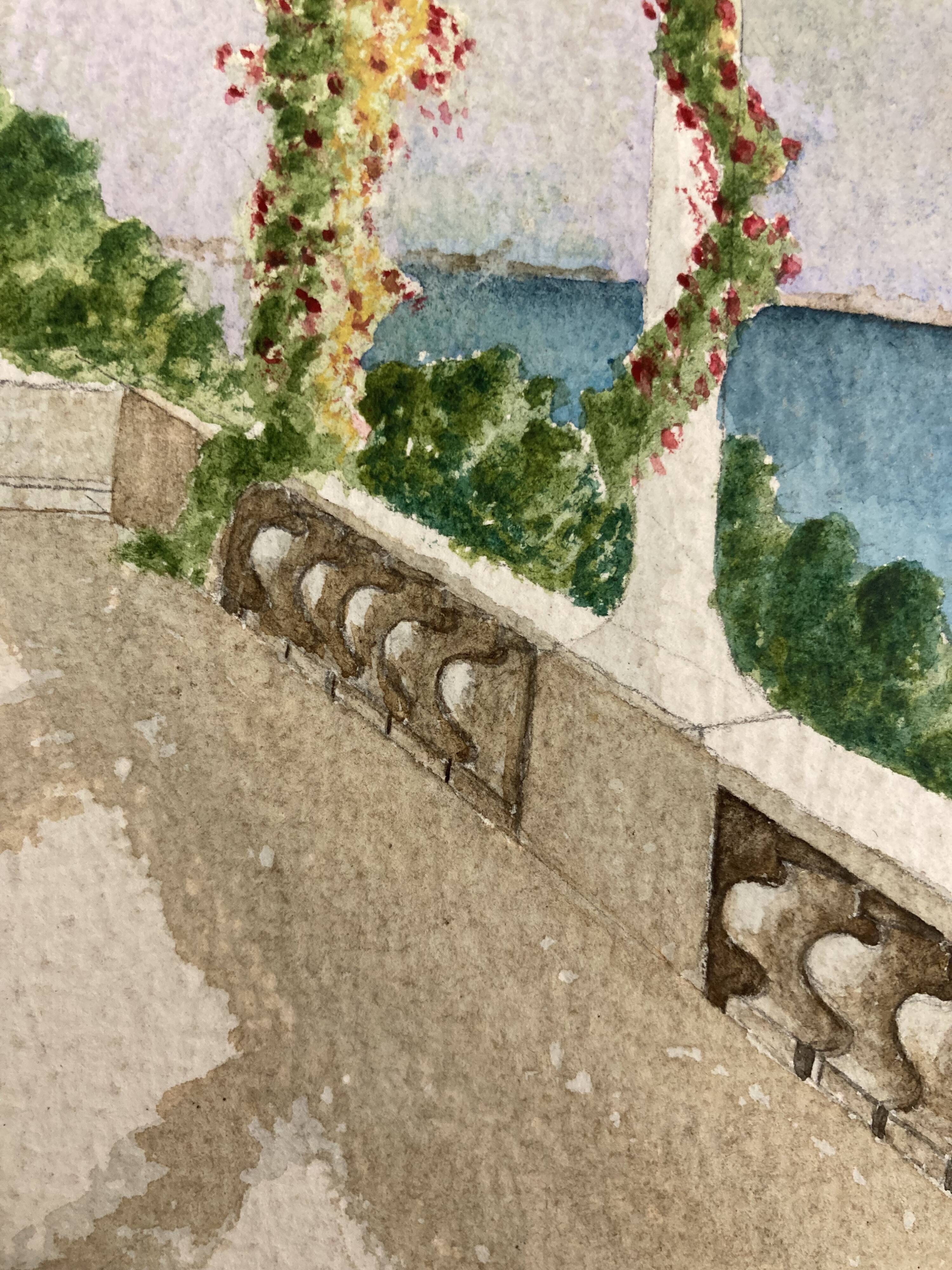 Watercolor seaside landscape recto/verso