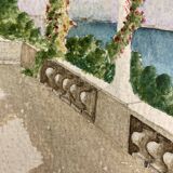 Watercolor seaside landscape recto/verso