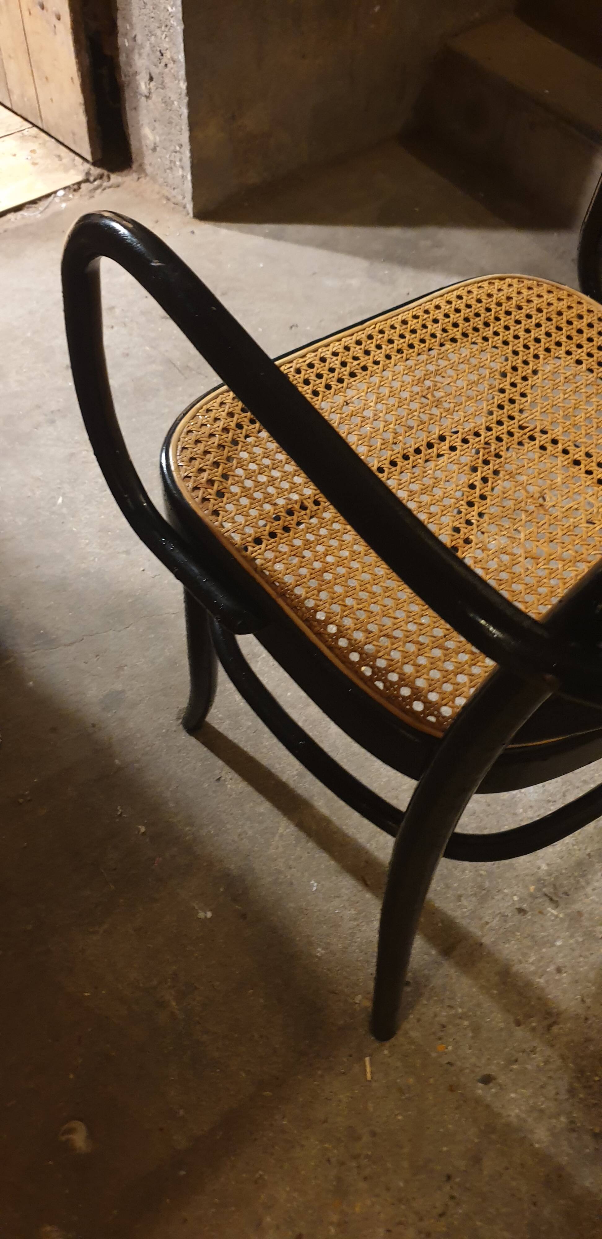 50/60 curved wooden cane armchair