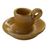 Bougeoir jaune, poterie Massucco Aubagne
