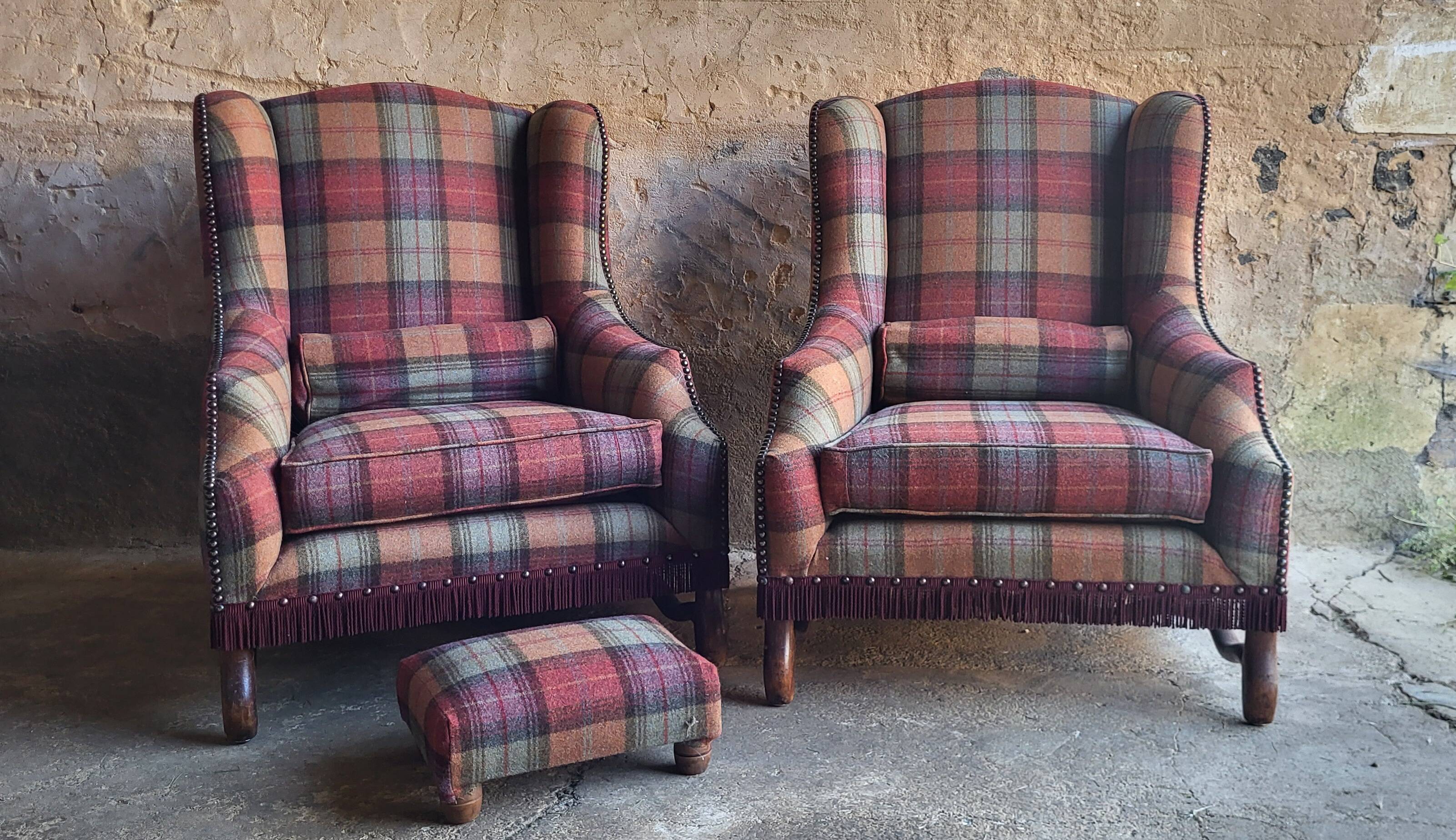 Pair of Louis XIII wingback armchairs