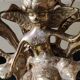 Paire de chandeliers antiques à 3 feux de lumières puttis/angelots bronze