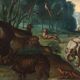 Ancient painting "Orpheus Charming the Animals" oil on panel '700
