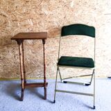 Lot of 4 golden folding chairs green velvet