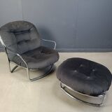 Model 915 Lounge Chair with stool by Carlo de Carli for Cinova, 1970s