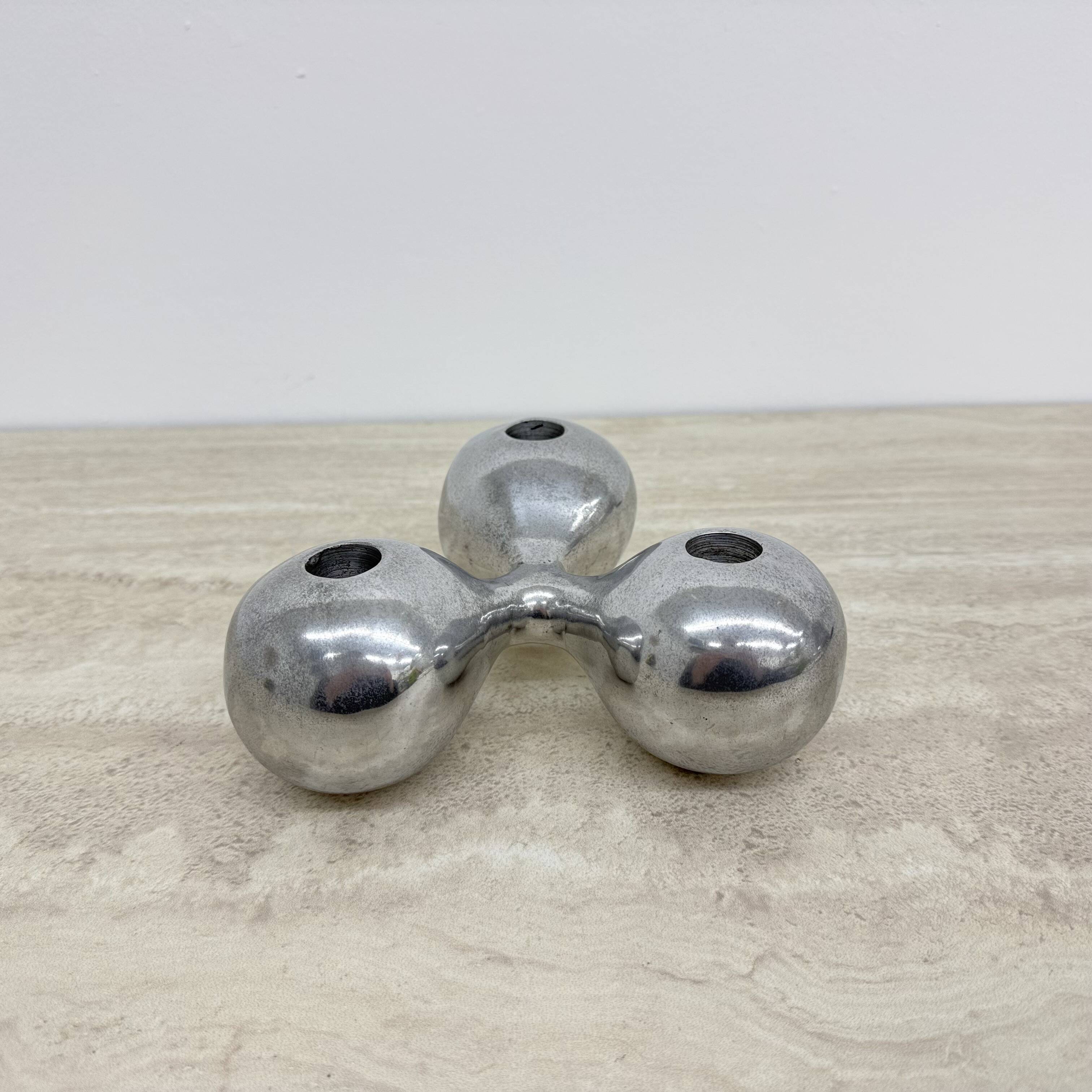 Mid-century design atomic aluminium candle stick ball shaped , 1970s