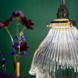 Vintage Holophane Glass Pendant Lampshade (HU1)