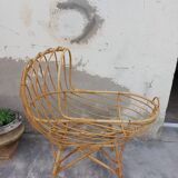 Vintage rattan cradle 1950