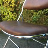 Set de 6 chaises pliantes acier et similicuir 70’s