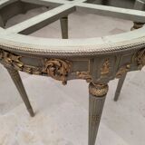 Louis XVI table with carved wood and Carrara marble.