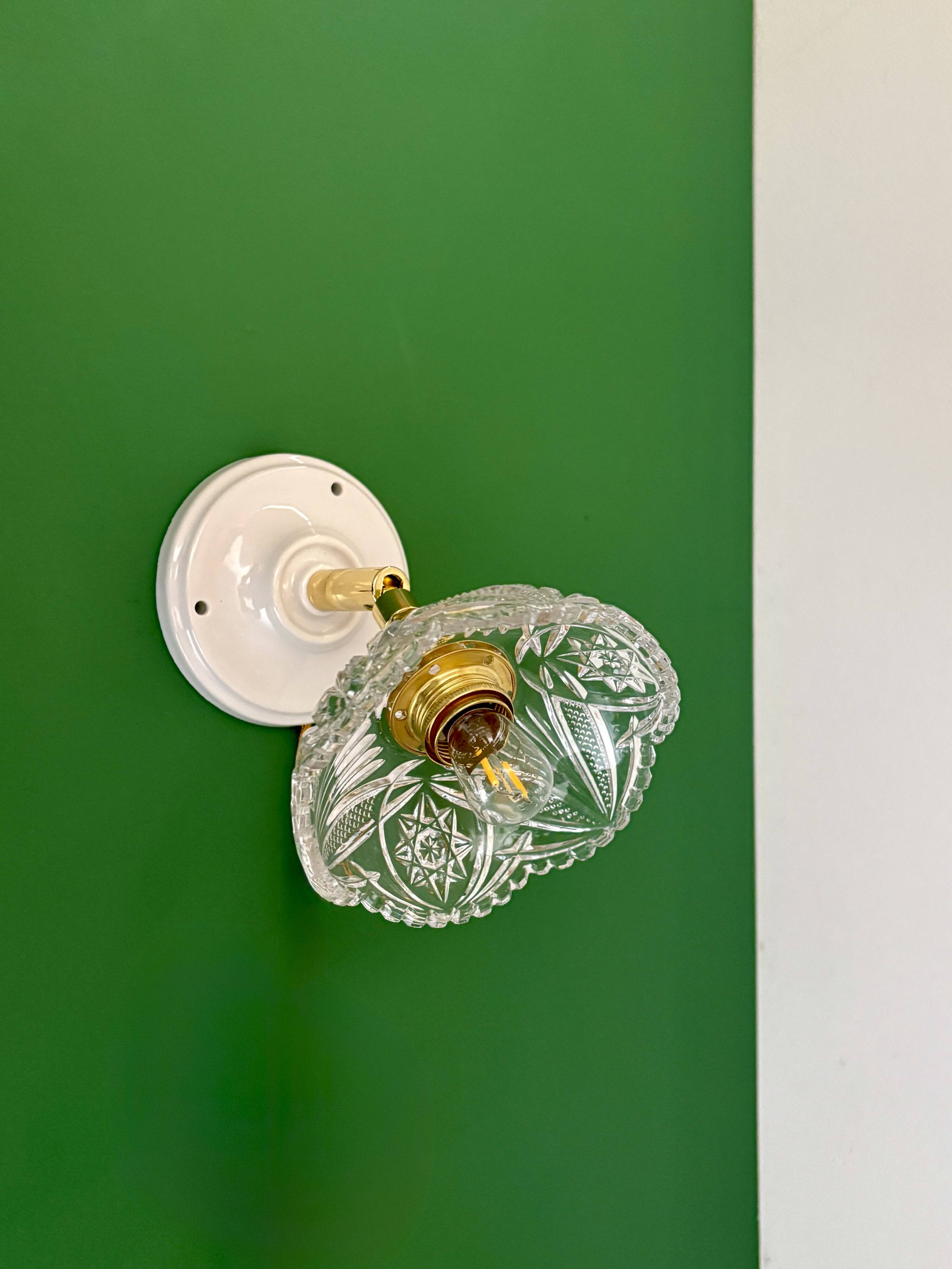 Vintage glass cut lampshade - tableware collection -